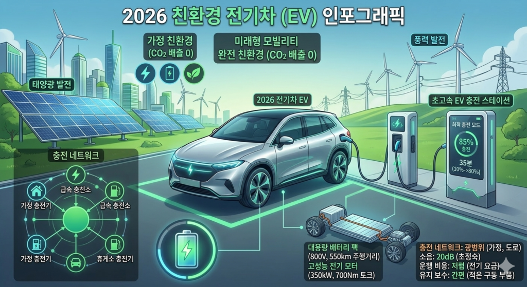 "2026년 전기차(EV)와 내연기관차(ICE) 보조금 및 유지비 비교 인포그래픽. 친환경 에너지와 전통적 이동수단의 충전 인프라, 주행 거리, 국고 지원금 차이를 직관적으로 보여주는 6ks-trend 배너 이미지."