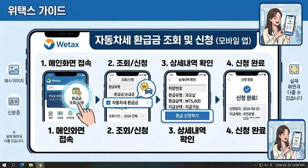 2026 자동차세 환급금 조회 및 신청을 위한 위택스 화면 가이드 이미지