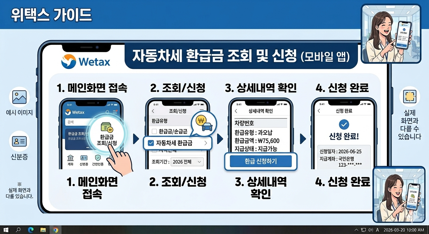 2026 자동차세 환급금 조회 및 신청을 위한 위택스 화면 가이드 이미지