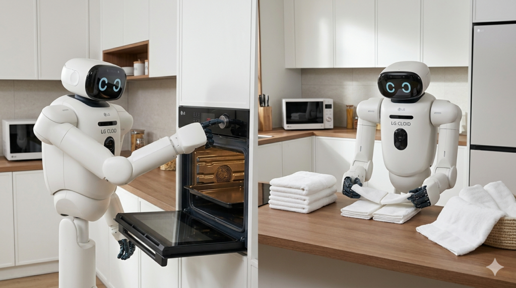 "2026년 출시 LG 클로이드 홈 로봇의 가사 보조 기능 시연