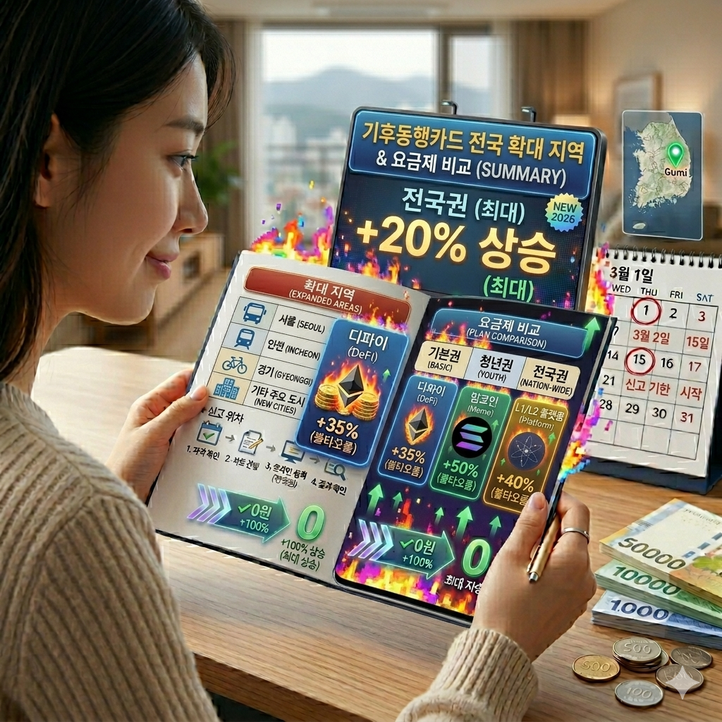 2026년 4월부터 시행되는 기후동행카드 전국 확대 지역 및 요금제 비교표 인포그래픽